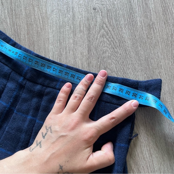 Plaid Print Wool Pleated Skirt - Picture 3 of 6